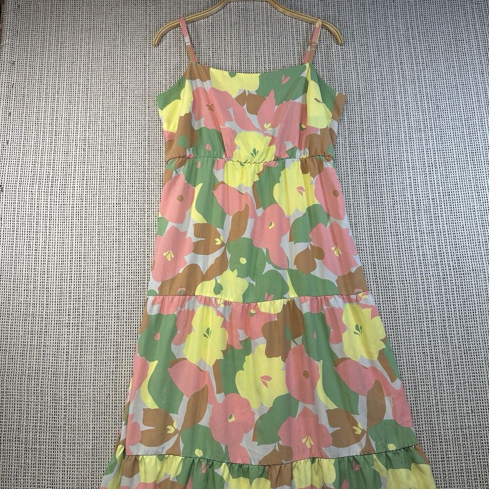 Social Standard Floral Tiered Maxi Dress XL Boho Vacation Sundress